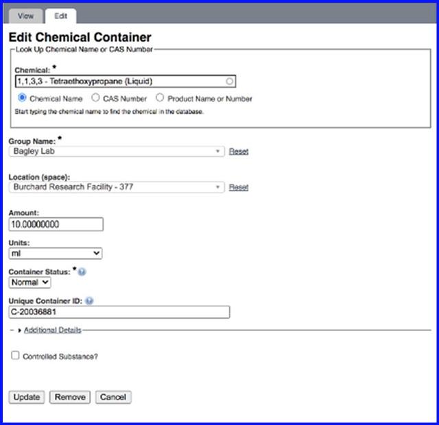 edit chemical container