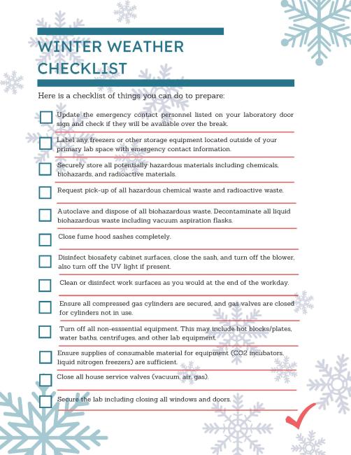 Winter Weather Lab Checklist Page 1