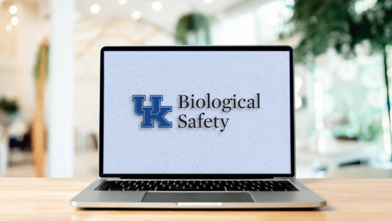 Laptop computer with Biological Safety logo